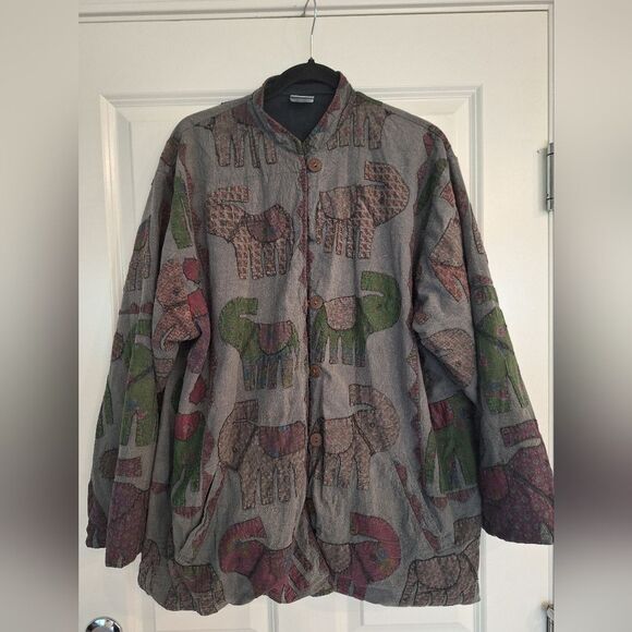 Ann Maurice vintage jacket with elephantes  one size - Picture 1 of 9